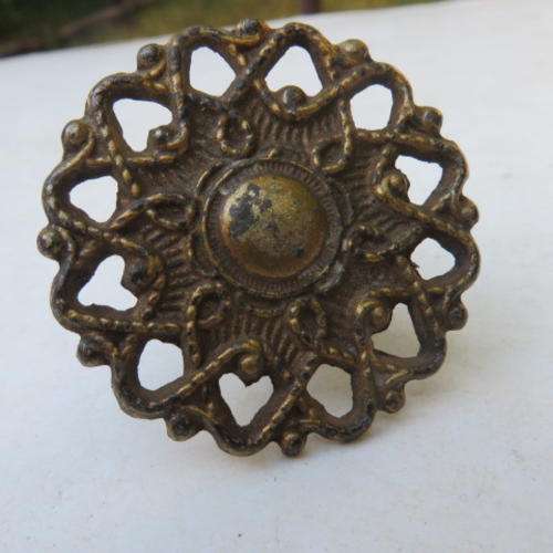ONE BRASS PLATED CUPBOARD KNOB - 50 MM DIAM.
