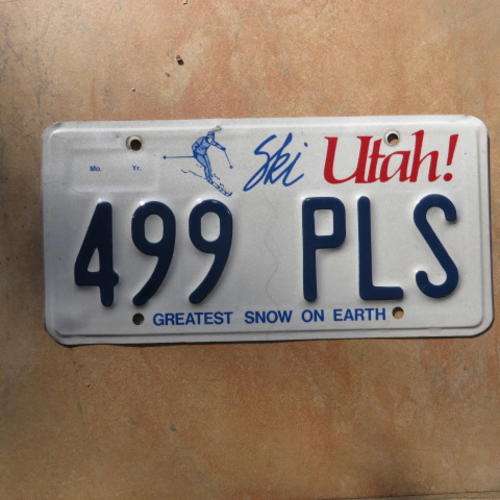 OLD METAL NUMBER PLATE - UTAH 499 PLS