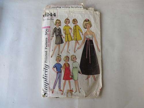 SIMPLICITY - PATTERN NO. 6244 - SIZE - DOLL - ONE SIZE