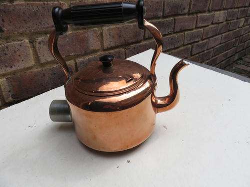 BEAUTIFUL OLD ELECTRIC COPPER KETTLE - SWAN - ENGLAND - 160 MM DIAM. - 120 MM HIGH - 240 TO THE TOP