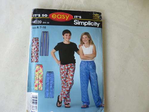 SIMPLICITY - PATTERN NO.4039  - SIZE A 7-16