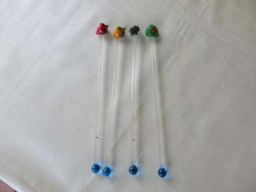 FOUR GLASS TWIRLING STICKS - 210 MM LONG