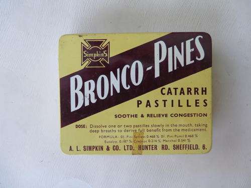 SMALL BRONCO - PINES TIN - CATARRH PASTILLES - AS PER SCAN