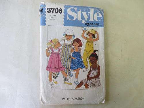 STYLE - PATTERN NO.3708  - SIZE 2-3-4 - CHILD - FACTORY FOLDED