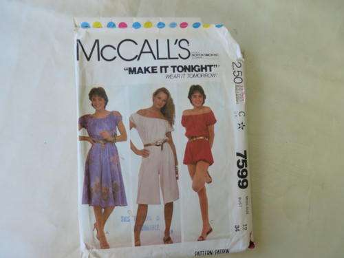 MCCALL'S - PATTERN NO. 7599 - SIZE 12 - BUST 34 -FACTORY FOLDED