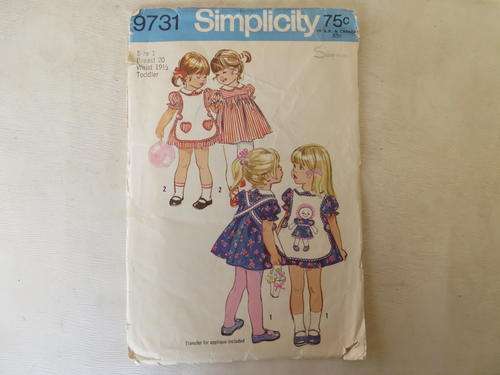 SIMPLICITY - PATTERN NO. 9731- SIZE 1- BREAST 20 - WEIST 191/2 - TODDLER - FACTORY FOLDED