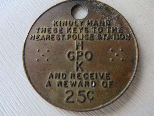 KEY RING  40 MM DIAM. - KINDLY HAND THESE KEYS TO THE NEAREST POLICE STATION AND RECEIVE A REWARD OF