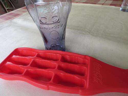 COCA COLA ICE CUBE TRAY WITH COCA COLA GLASS OLYMPICS 2012 LONDON - AS PER SCAN