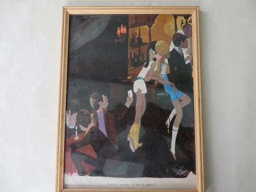 PRINT IN WOODEN FRAME - 220 X 295 MM - FRENCH SCENE - AS PER SCAN
