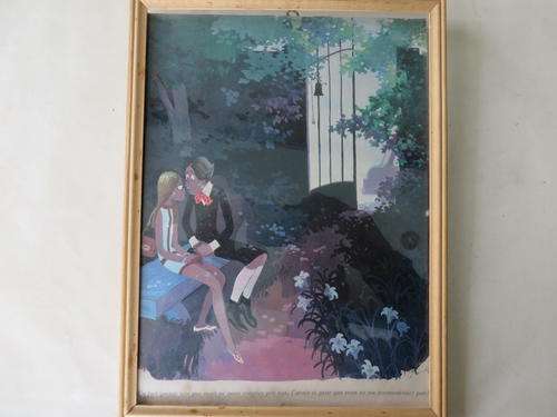 PRINT IN WOODEN FRAME - 220 X 295 MM - FRENCH SCENE - AS PER SCAN