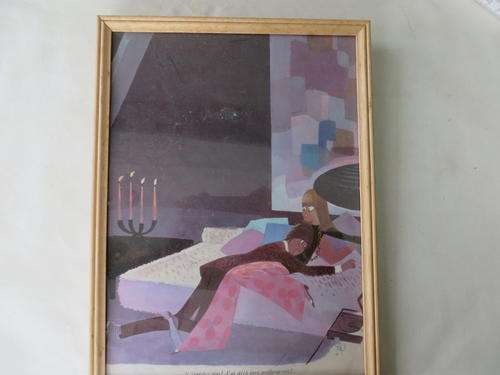 PRINT IN WOODEN FRAME - 220 X 295 MM - FRENCH SCENE - AS PER SCAN