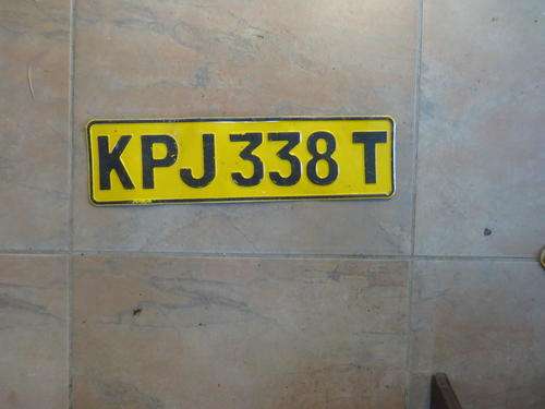 OLD METAL NUMBER PLATE - KPJ 338 T - AS PER SCAN