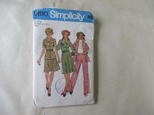 SIMPLICITY - PATTERN NO.6610  - SIZE 12 - BUST 87 CM -  FACTORY FOLDED - AS PER SCAN