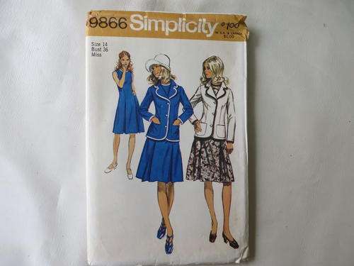 SIMPLICITY - PATTERN NO. 9866 - SIZE 14  - BUST 36 -  FACTORY FOLDED - AS PER SCAN