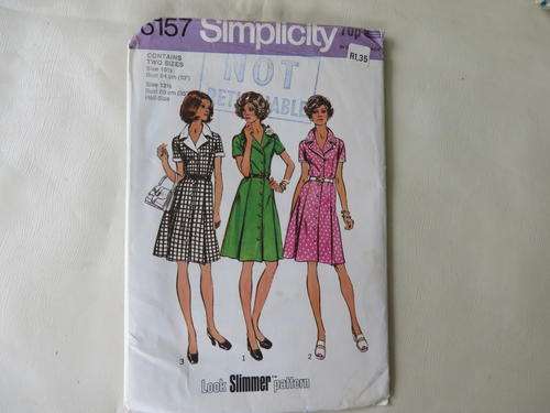SIMPLICITY - PATTERN NO.6157 - SIZE 10 1/2 & 12 1/2 - BUST 84 & 89 CM   FACTORY FOLDED - AS PER SCAN