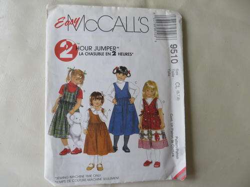 MCCALL'S - PATTERN NO. 9510 - SIZE CL 6,7,8 -  FACTORY FOLDED - AS PER SCAN