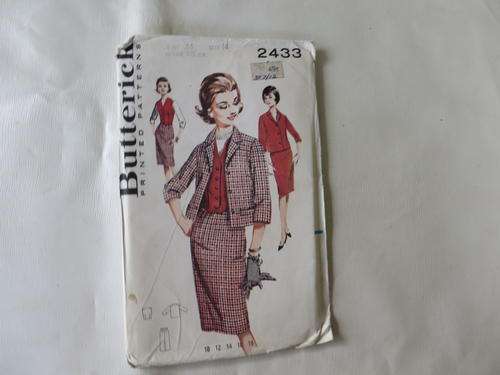 BUTTERICK - PATTERN NO. 2433 - SIZE 14 - BUST 34 - FACTORY FOLDED - AS PER SCAN