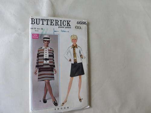 BUTTERICK - PATTERN NO. 4686  - SIZE 14 - BUST 36 - FACTORY FOLDED - AS PER SCAN