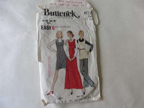 BUTTERICK - PATTERN NO.6723  - SIZE 16 1/2 - BUST 39 - FACTORY FOLDED - AS PER SCAN
