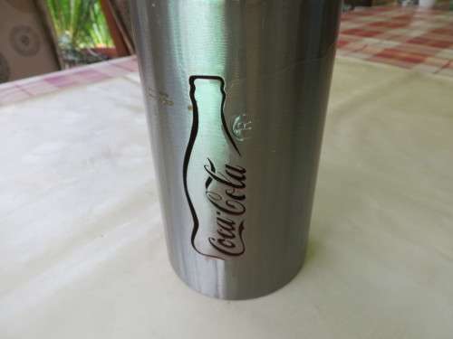 METALL COCA COLA STRAW HOLDER - 90 MM DIAM. - 155 MM HIGH - AS PER SCAN