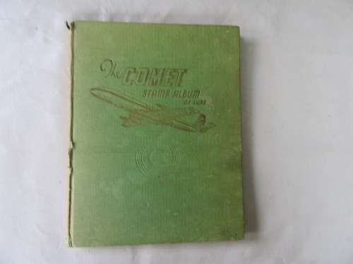 OLD COMET DE LUXE STAMP ALBUM WITH 180 UNCHECKED WORLD STAMPS - AS PER SCAN