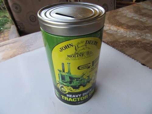 SLIGHTLY DENTED JOHN DEERE TIN BOX - AS PER SCAN