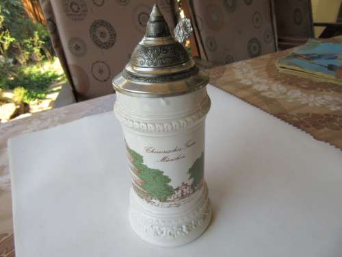 GERMAN BEER STEIN WITH PEWTER LID - AS PER SCAN