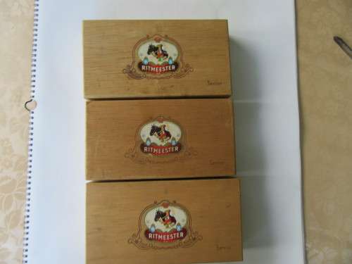 THREE WOODEN RITMEESTER SENIOR CIGAR BOXES - AS PER SCAN