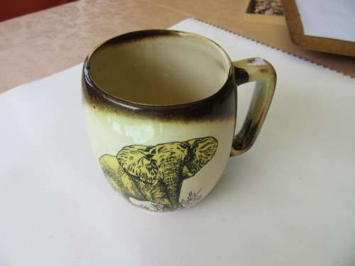 KRUGER PARK MUG WITH ELEPHANT - 85 MM DIAM. - 110 MM HIGH - AS PER SCAN