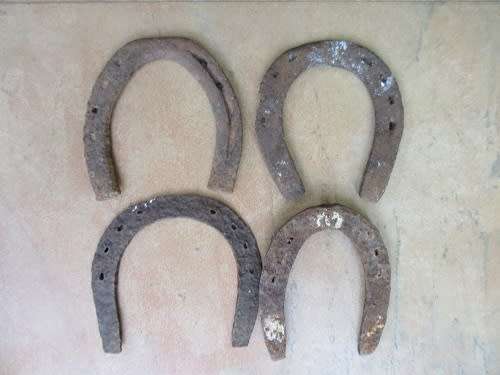FOR TSHIKO ONLY - FOUR VERY WORN HORSE SHOES - AS PER SCAN
