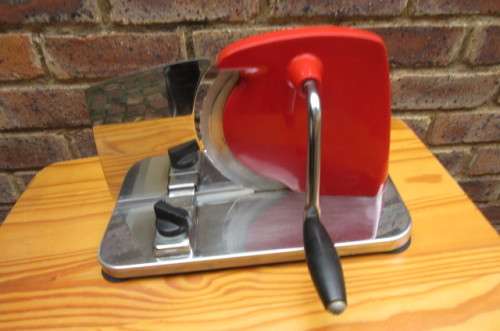 SCARCE RED PINEWARE BREAD / MEAT SLICER - AS PER SCAN