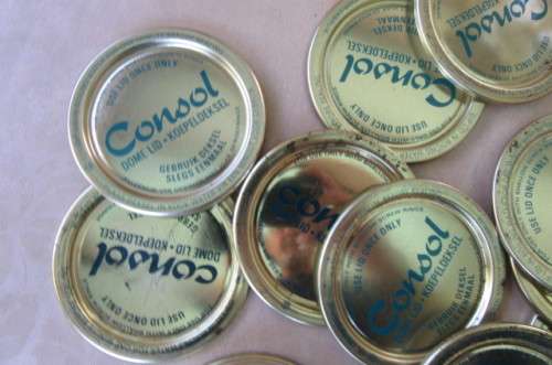 34 VARIOUS LIDS FOR CONSOL PRESERVE JARS - AS PER SCAN
