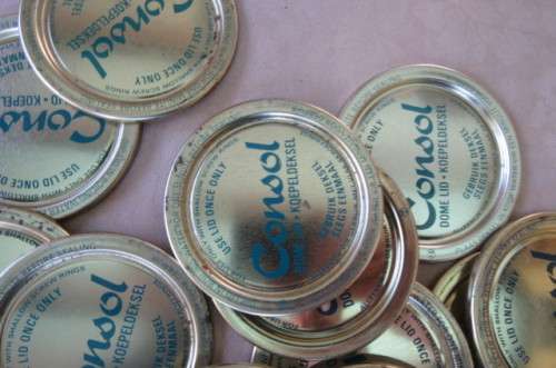 34 VARIOUS LIDS FOR CONSOL PRESERVE JARS - AS PER SCAN