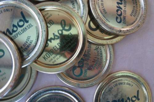 34 VARIOUS LIDS FOR CONSOL PRESERVE JARS - AS PER SCAN