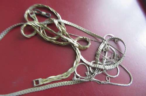 4 VARIOUS OLD SILVER CHAINS - 209 GR. - AS PER SCAN