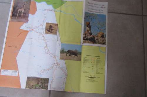VINTAGE FOLDABLE KRUGER PARK MAP - ANIMAL COUNTING 1971 - AS PER SCAN - SP