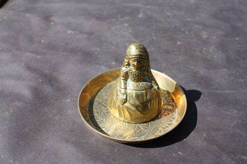 SMALL SOLID BRASS BELL ON TRAY