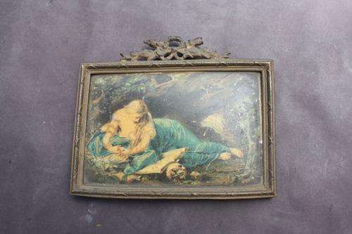 SMALL PICTURE IN BRASS FRAME - 120 X 80 MM