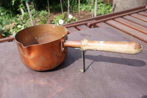OLD SOLID COPPER MILK PAN - 160 MM DIAM. - 100 MM HIGH