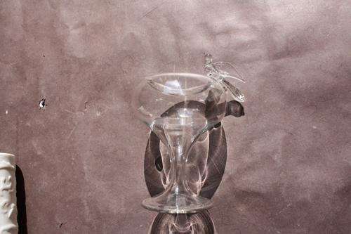 SMALL GLASS BIRD BATH - 70 MM HIGH