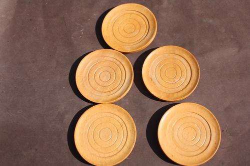5 WOODEN COASTERS - 70 MM DIAM.