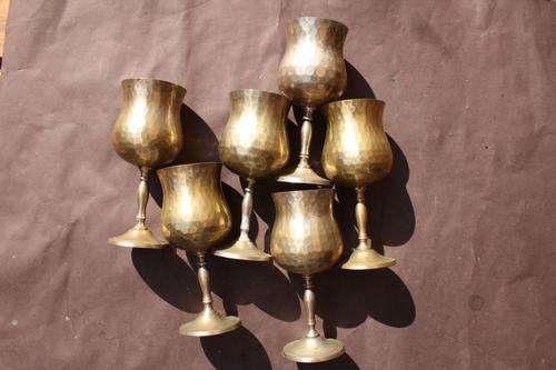 6 GOBLETS - 55 MM DIAM. - 140 MM HIGH - NO MARKINGS - 200 GRAMM