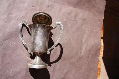 TROPHY - 95 MM HIGH - ENGRAVED - R.C.C.- LADIES FOURSOMES - 1954