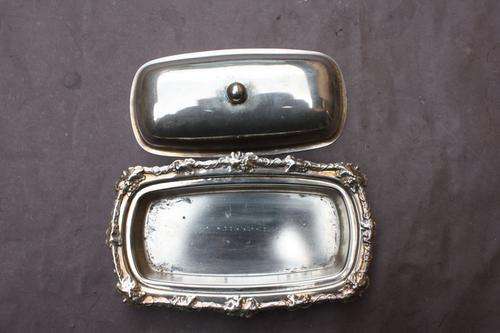 SILVER PLATED BUTTER DISH - 190 X 115 MM - NO MARKINGS - PLEASE HAVE A LOOK