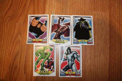 5 VARIOUS TOPP'S HERO ATTAX CARDS