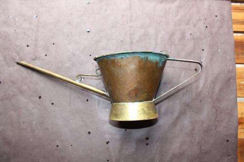 VINTAGE COPPER - BRASS WATERING CAN - 130 MM DIAM. - 120 MM HIG