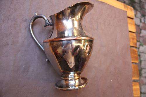 SILVER PLATED WATER JUG - VICTORIAN PLATE - COPPER MOUNT - 479
