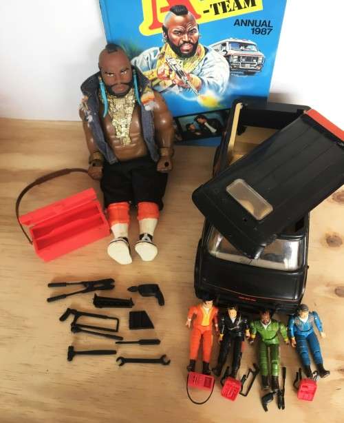 COLLECTION OF 1983 ORIGINAL A-TEAM ACTION FIGURES AND ACCESSORIES