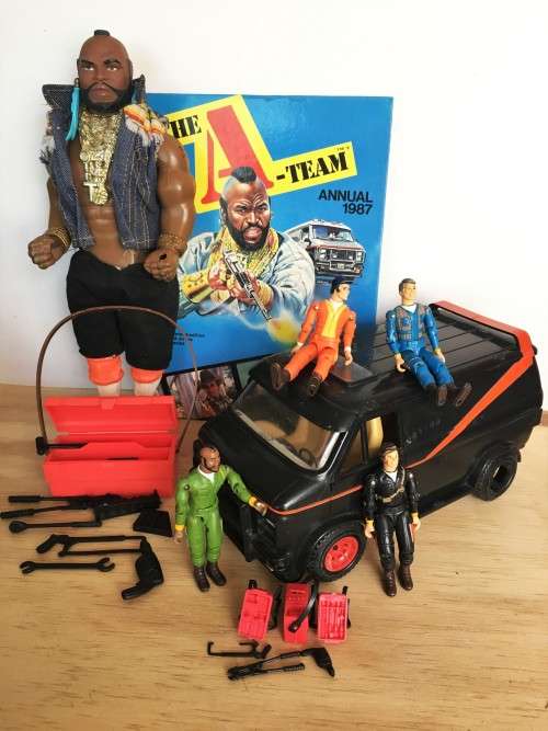 COLLECTION OF 1983 ORIGINAL A-TEAM ACTION FIGURES AND ACCESSORIES