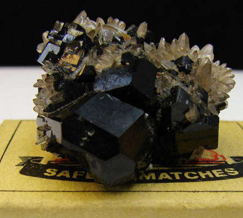 Quarts and tourmaline crystal cluster